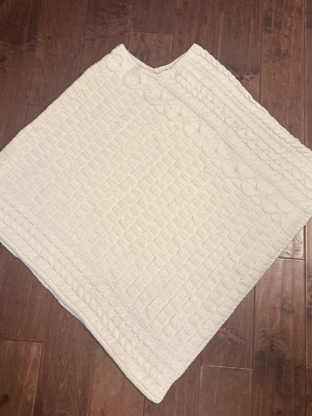 Michael Stars Cream Cable Knit Poncho with Braided Detail